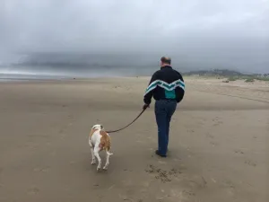 Dr. Galen Haas walking his dog